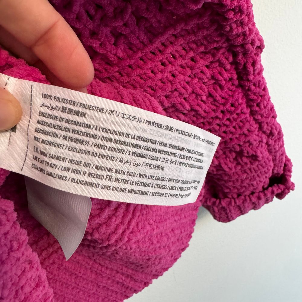 Abercrombie Chenille Knit Pullover‎ Pink Cozy Sweater Size Large Mock Neck - Picture 5 of 8